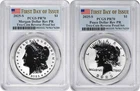 2025-S Morgan and Peace Silver Dollar 2-Coin Reverse Proof Set PR70 FDOI PCGS