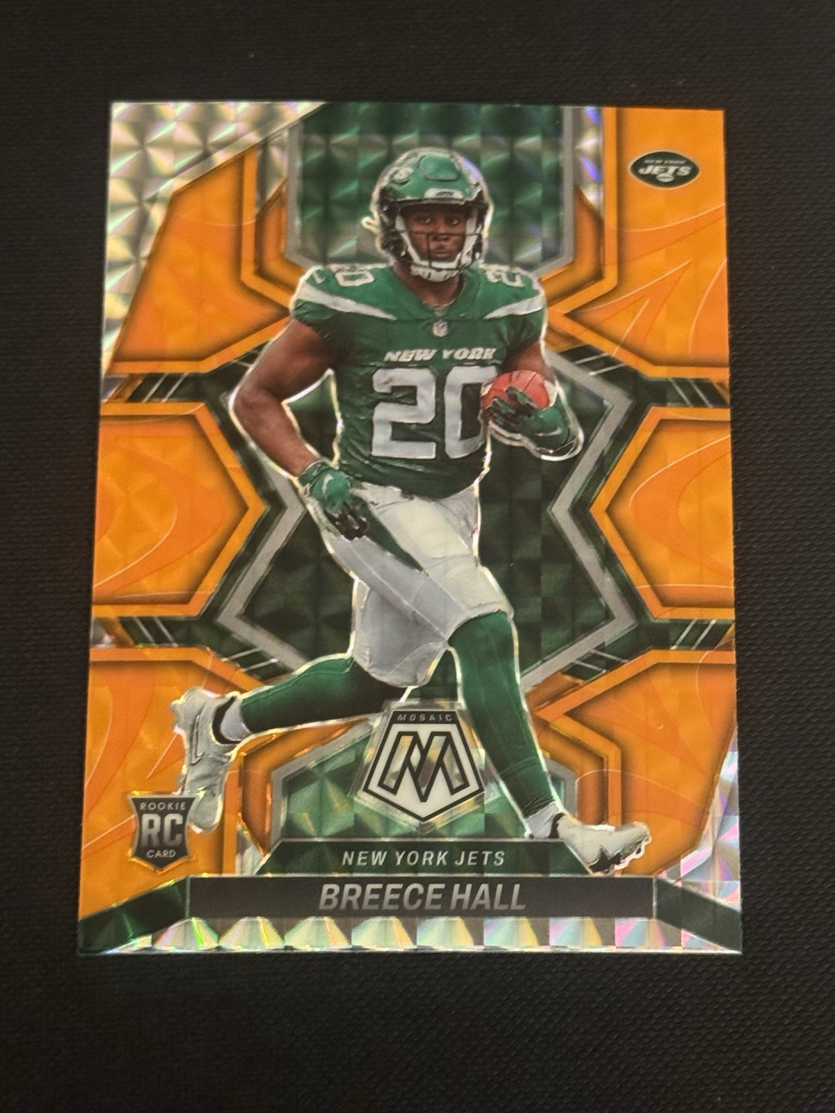 2022 Panini Mosaic - Breece Hall #307 (RC) Orange Reactive Prizm Parallel Jets