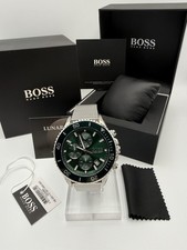 Image of HUGO BOSS 1513905 Admiral Green Dial Stainless Steel Chrono Mens Watch 46mm Mint