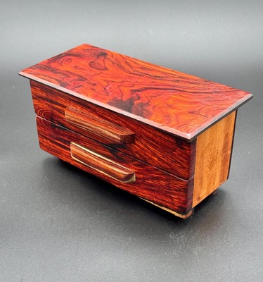Cocobolo and Honduras Mahogany Gorgeous Grain Bandsaw Box - Odie's Oil Finished