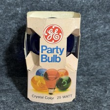 NOS Vintage GE 25 Watt Blue Crystal Color Party Light Bulb Original Package