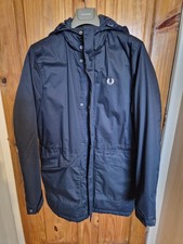 Image of Mens Fred Perry Hooded Padded Jacket Navy Size Small BNWT