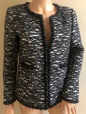CHANEL 10A BRAIDED TRIM BLACK CC LOGO BUTTON JACKET BLAZER FR44 US12