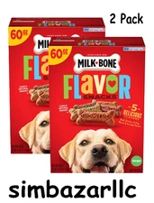 Milk-Bone Flavor Snacks Dog Biscuits, Flavored Crunchy Dog Treats, 60 Oz , 2Pack