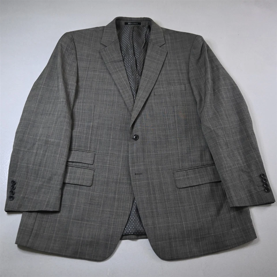 Bachrach 48R 40x30 Gris Cuadros Glenn 100% Lana Hombres Chaqueta Pantalones Traje Foto 2 de 4