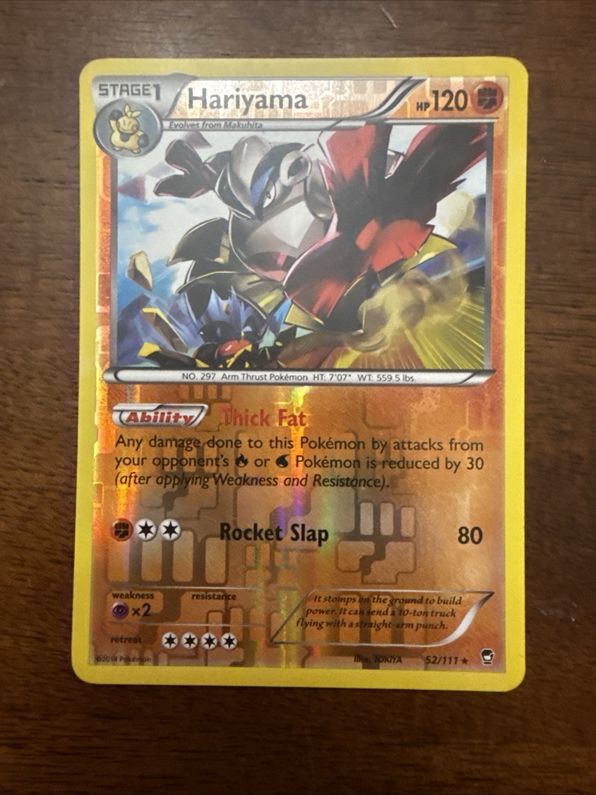 Hariyama 52/111 Rev Reverse Holo XY Furious Fists Pokemon NM