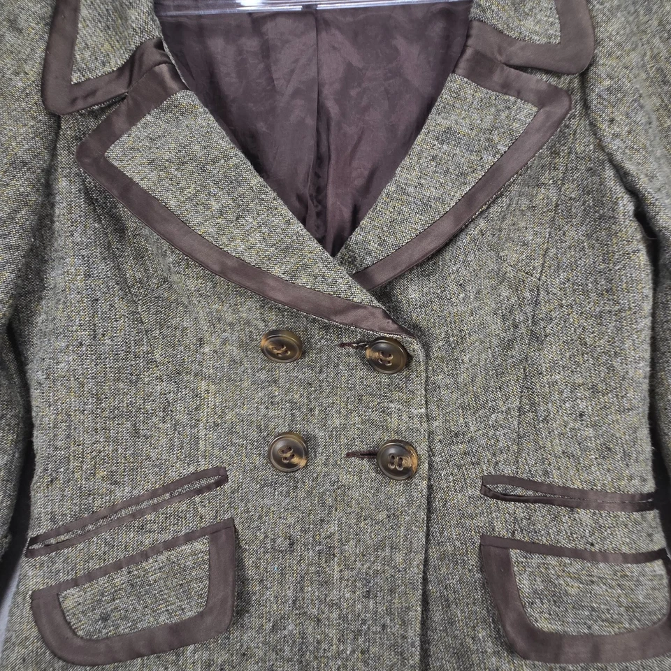 Abrigo de Arena BCBGeneration Doble Pecho Mujer M Marrón Tweed Satinado Carrera Foto 3 de 4