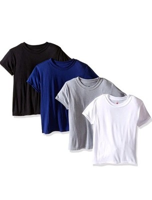 4 Pack Hanes Boys M 10-12 Crew T-Shirts Tagless  X Temp Active Cool Wicking (DF)