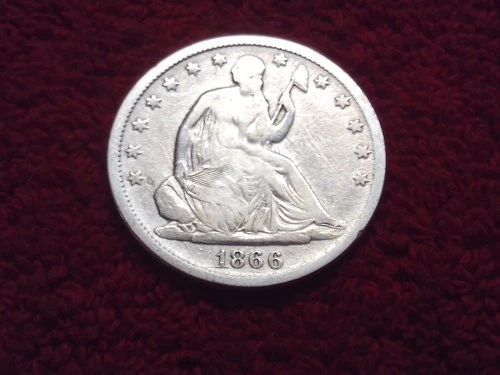 1866S Seated Liberty Silver Half Dollar Good Details with Motto