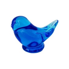 Leo Ward 1995 Bluebird Of Happyness Glass Art Glass Bird Figurine Signed W Label