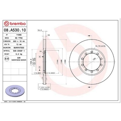2x Brembo Scheibenbremse hinten ME6C1J2A315AB 6C1Z2C026B 6C1Z2C026E | 08.A530.10