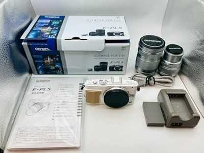 Olympus Pen Lite E-PL5 White 16.1MP w/14-42mm, 40-150mm Double Lens kit w/Box