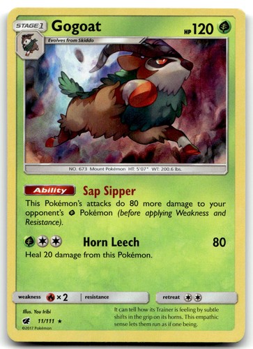 Gogoat 11/111 SM - Crimson Invasion Holo Rare Holofoil Pokemon TCG NM