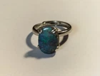Vintage Handmade Silver Ring with Large 14 mm Boulder Opal, Sizeable, 3 g