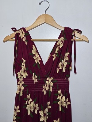 Aloha Fashion Women's Midi One Size Hawaiian Sundress Tropical Floral Smocked O