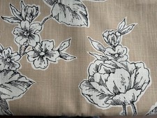 Laura Ashley Summer Rose Sandy Beige Cream Black Superb Fabric New Vintage