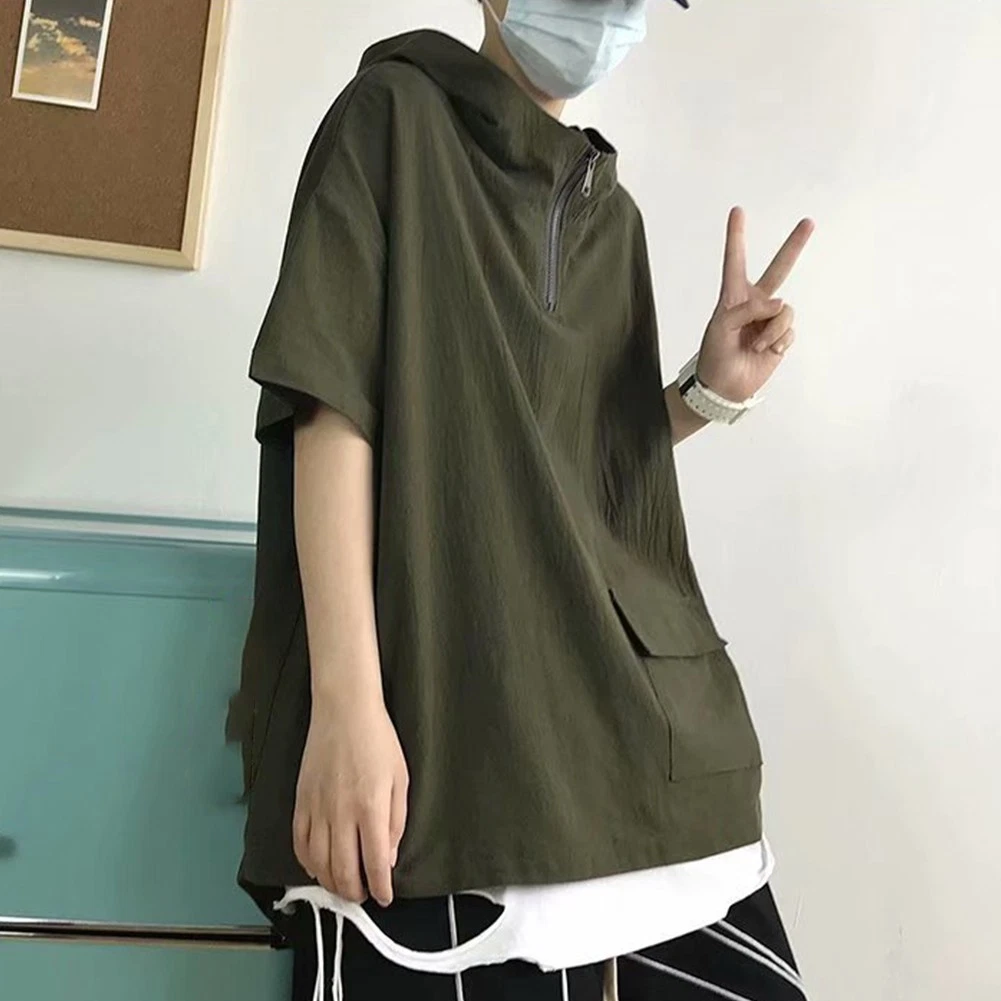 SACAI Felpa uomo top felpa borsa tinta unita Harajuku felpa con cappuccio