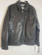 Perry Ellis Portfolio Jacket Mens Medium Lambskin Leather Full Zip NWT MSRP $525