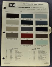 1964 Plymouth Paint Chip Colors Sheet Fury Belvedere Savoy Valiant Barracuda