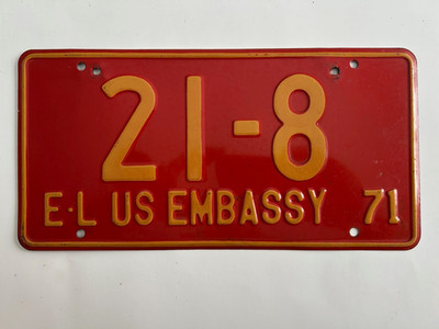 1971 Philippines US Embassy License Plate Diplomatic Still Has Nice Gloss RARE!!