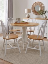 New Rubberwood Fixed Top 100cm Kentucky Dining Table & 4 Chairs Set White Oak