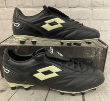Lotto L5500 Stadio Classic FG Leather Soccer Cleats Black White US 10