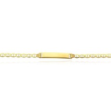 Engravable Kids 10K Yellow Gold Anchor Mariner Bar ID Bracelet Hollow 5.5"