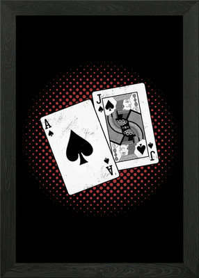 Blackjack 21 Ace King Gerahmtes Wandbild Poster Leinwanddruck Bild