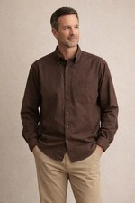 Roundtree Yorke Gold Label Brown Mens Dress Shirt Non Iron 100 Cotton XL