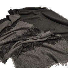 Black Sheer Scarf Lace Shawl With Raw Edge Fringe Edge 72 X 27