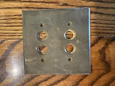 Vintage Brass Double Push Button Switch Plate