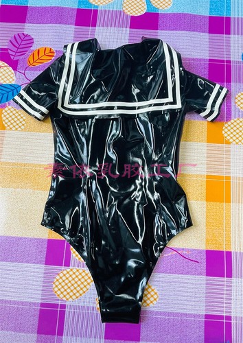 Latex Gummi Swimsuit JK Uniform kigurumi 0.4MM with Stockings - Picture 8 of 9