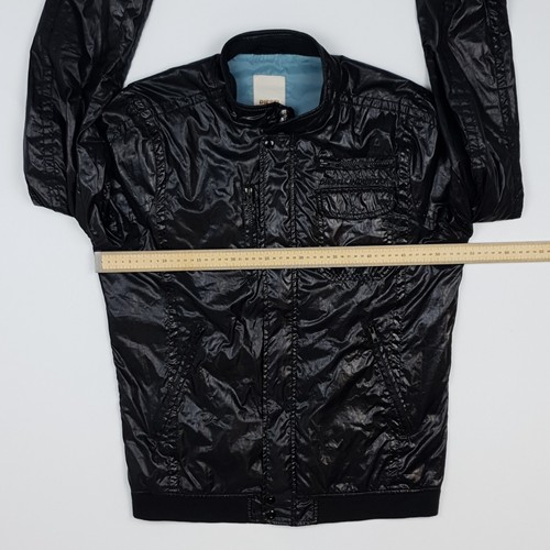 Diesel Light Jacket Large Men Black Windbreaker Bomber Slim Fit Shiny Shimmery - Picture 17 of 24