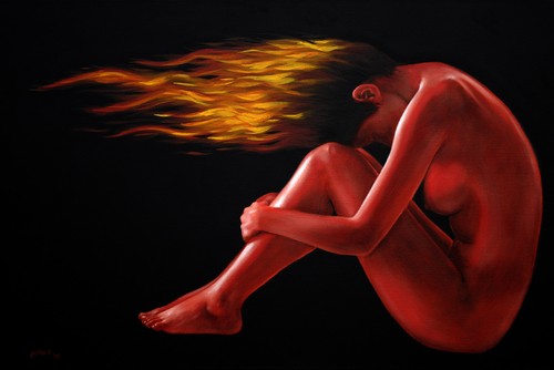 Aflame by pollard nude fantasy 8x12 signed art print female erotic figure - 第 1/3 張圖片
