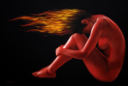 Aflame by pollard nude fantasy 8x12 signed art print female erotic figure  - Picture 1 of 3