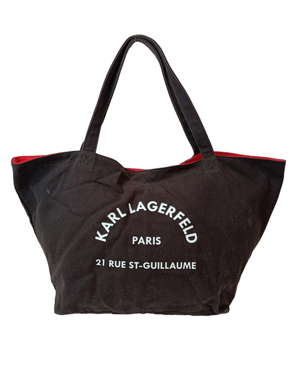 KARL LAGERFELD Bolso de tela Mujeres negro-blanco look casual