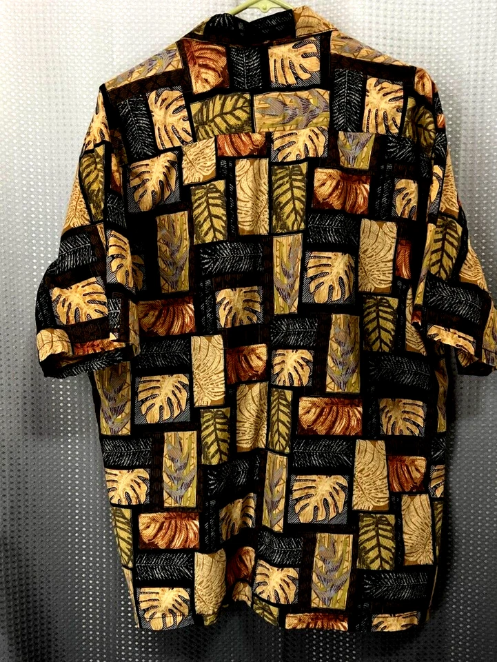 TORI RICHARD мужчин XL рубашка коричневый цветочный тропический отпуск коротким рукавом Гавайи США - Изображение 2 из 4