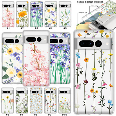 Flower Clear Cover For Google Pixel 8 Pro 7A 6A 5 4A 3A XL Shockproof Phone Case