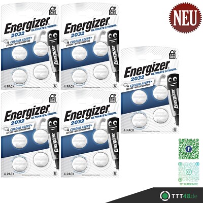 Energizer Knopfzelle Ultimate Lithium CR2032 3V Batterien - 5 x 4er Blister