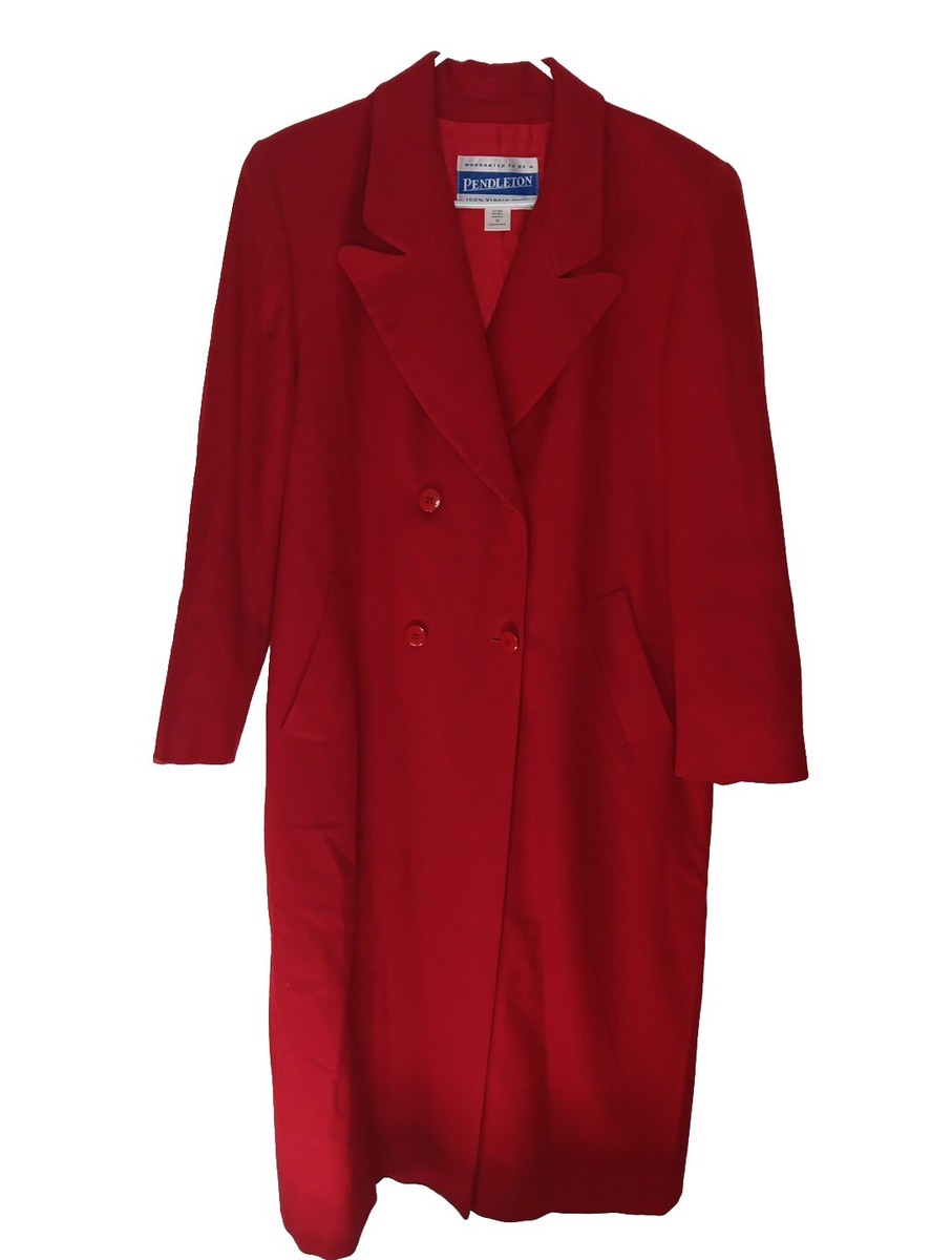 VTG Pendleton Womens 12 100% Virgin Wool Pea Coat Trench Red