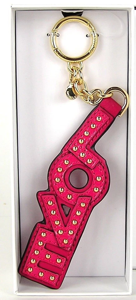 Bolso Michael Kors Cuero Tachonado LOVE Dije FOB Ultra Oro Rosa Nuevo con Etiquetas $48 Foto 2 de 2