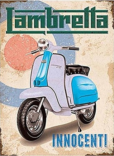 Lambretta Innocenti Scooter Klein Stahl-Schild 200mm x 150mm