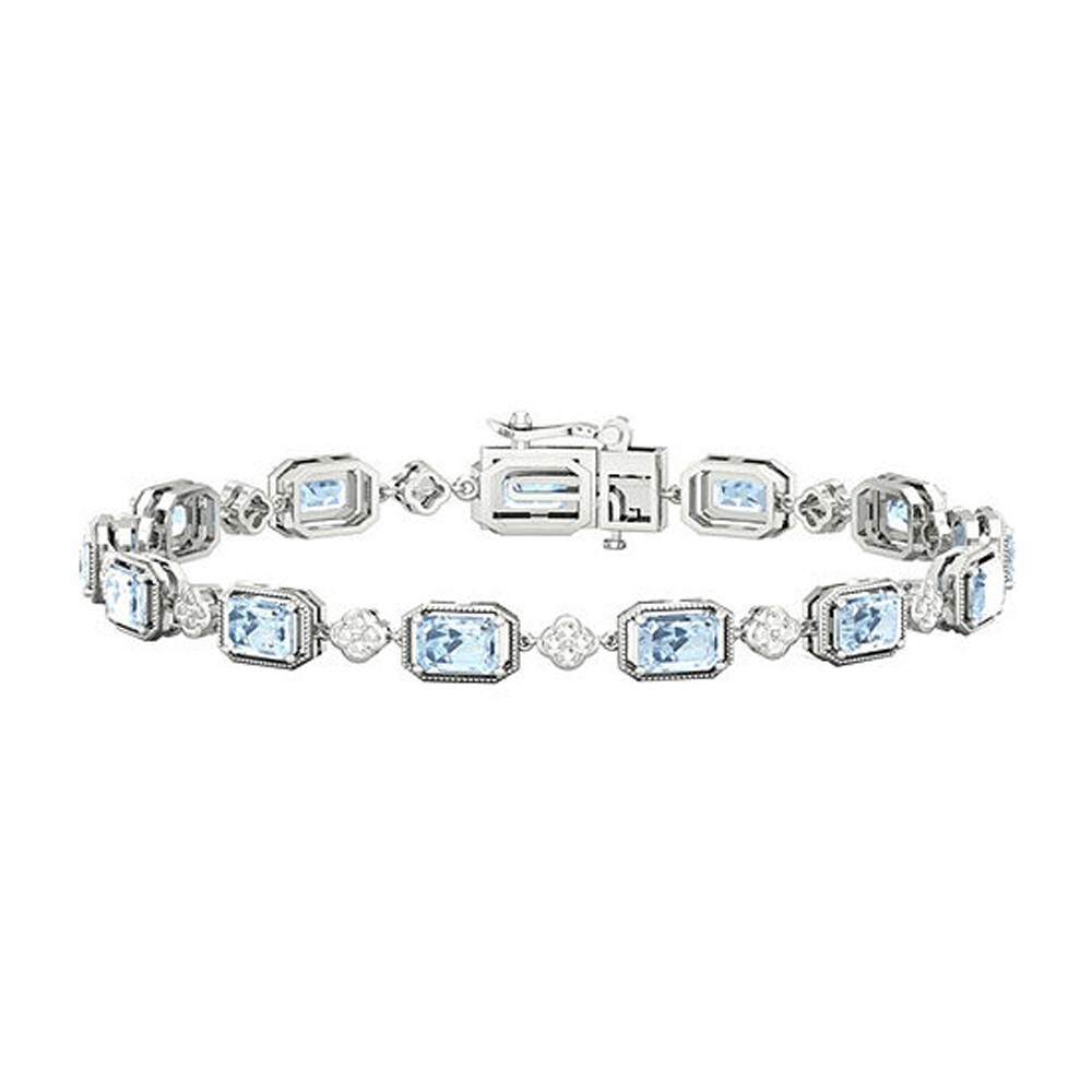 Bracelet Tennis Réglable En Argent 925 - Émeraude Simulée Ovale 7x5mm