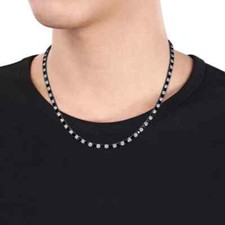 8 Ct Round Cut Real Moissanite Unisex Tennis Necklace 14k Black Gold Plated