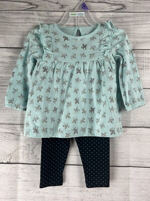 Child of Mine by Carter s 12 Month Light Blue & Black Unicorn Polka Dot Outfit 