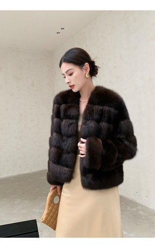 Short Fur Coat Women's Winter New V-neck Thickened Young Mink Fur Jacket Outwear - Picture 12 of 24