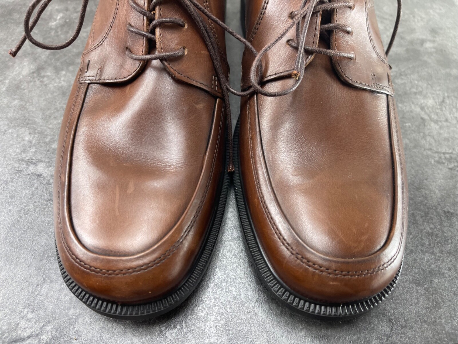 SAOLA Scarpe Ecco Oxford uomo 10M derby pelle marrone comode stringate grembiule punta lavoro