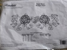 Herrschners SWEET ROSES Dresser Scarf Stamped Cross Stitch Kit THE PACKAGE WAS O