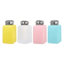 4pcs 6.8 Oz/200ml Alcohol Push Down Pump Dispenser Bottle Press