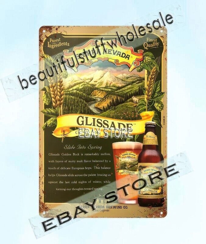 Glissade Beer Tin Sign for Man Cave Home Kitchen Bar Decor  
